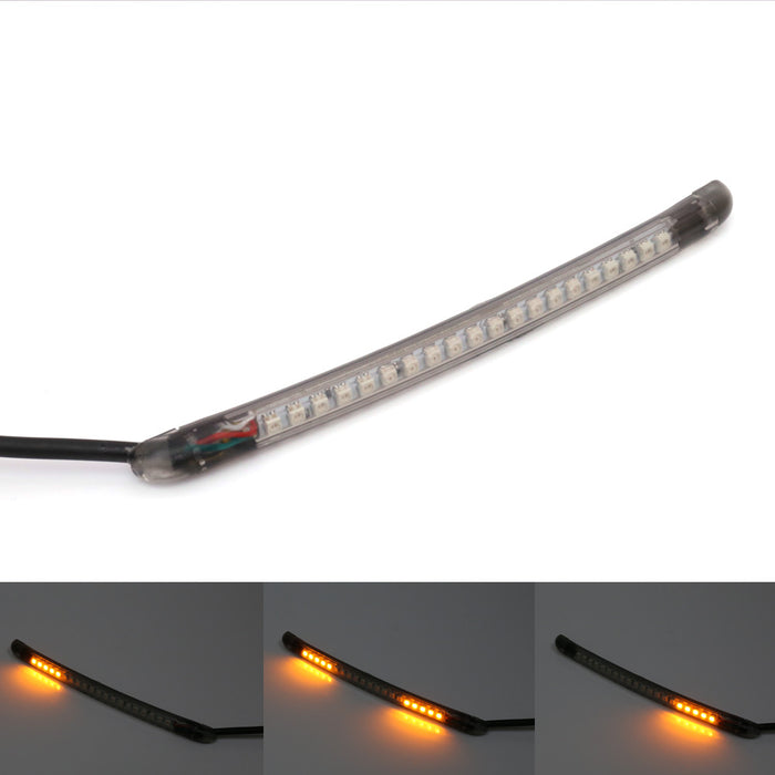 15cm MC Motoparts AMP-Z rear LED signal and brake light strip with smoke cover, featuring red and yellow LEDs for motorcycle safety.
