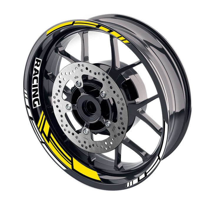 Three-stripe racing wheel stickers for 17-inch motorcycle rims by StickerBao, suitable for front and rear wheel rim decal decoration.