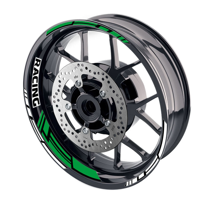 17-inch motorcycle wheel rim sticker set with racing lining, featuring three stripe design for front and rear wheel rims.