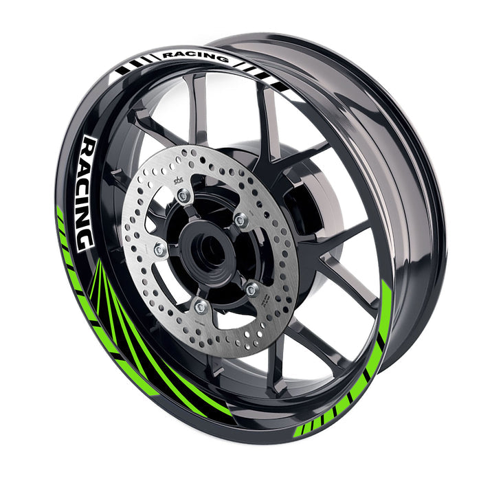 17-inch motorcycle wheel rim stickers with racing stripe design by StickerBao, for front and rear wheel customization.