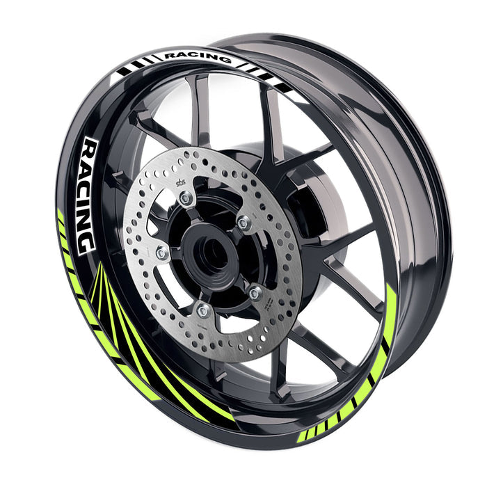 17-inch motorcycle wheel rim stickers with racing stripe design from StickerBao, featuring front and rear wheel decal decals.