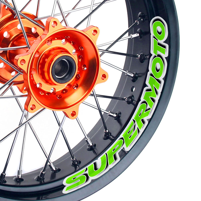 17-inch Yamaha WR250R YZ250F YZ450F SUPERMOTO inner rim vinyl sticker with black and white design by StickerBao