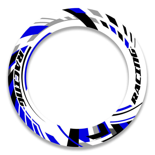 Set of 17-inch wheel rim protection stickers from StickerBao for Suzuki, Aprilia, and BMW motorcycles, featuring stylish front and rear decal design.