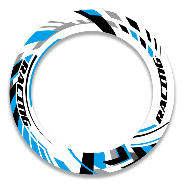 Set of 17-inch wheel rim protection stickers for Suzuki, Aprilia, BMW, featuring front and rear wheel decals by StickerBao.