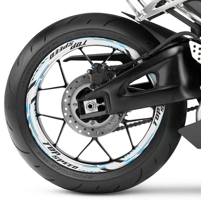 BMW Ducati MV Agusta 17 inch wheel rim protection sticker set by StickerBao, featuring front and rear wheel decals.