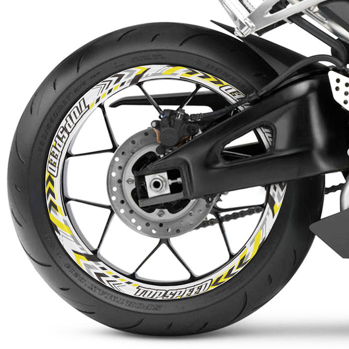 Set of 17-inch wheel rim protection stickers for Ducati, MV Agusta, and Triumph motorcycles, featuring durable decal design by StickerBao.