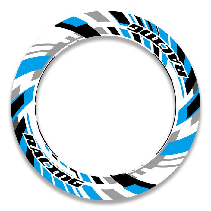 Set of 17-inch wheel rim protection stickers for front and rear wheels, compatible with MV Agusta, Triumph, Kawasaki.