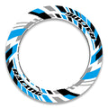 Set of 17-inch wheel rim protection stickers for front and rear wheels, compatible with MV Agusta, Triumph, Kawasaki.