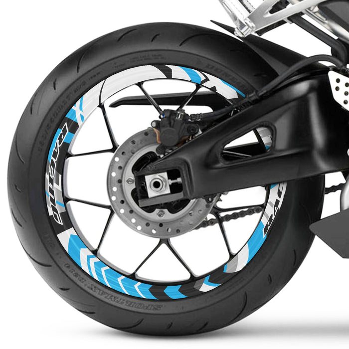 17-inch Wheel Rim Protection Sticker Set for Triumph Kawasaki Honda, front and rear motorcycle wheel decals by StickerBao.