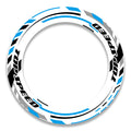 17-inch wheel rim protection sticker set for Honda, Yamaha, Suzuki motorcycles by StickerBao, featuring front and rear wheel decals.