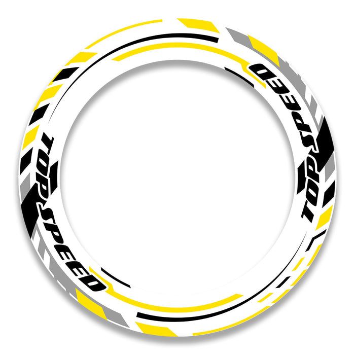 Set of 17-inch wheel rim protection stickers for Honda, Yamaha, Suzuki; black decals with stylish design for front and rear wheels.