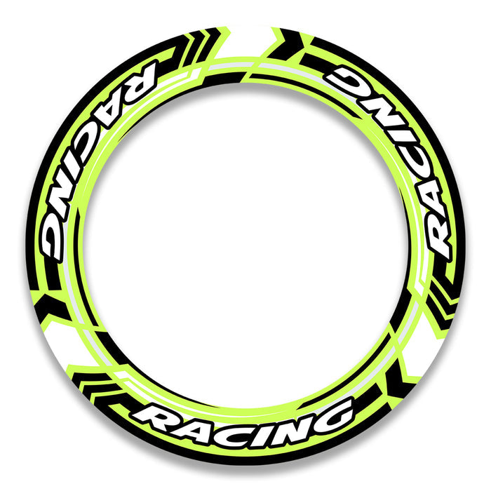 17-inch BMW, Ducati, MV Agusta wheel rim protection sticker set by StickerBao showing sleek black decals on motorcycle wheels.
