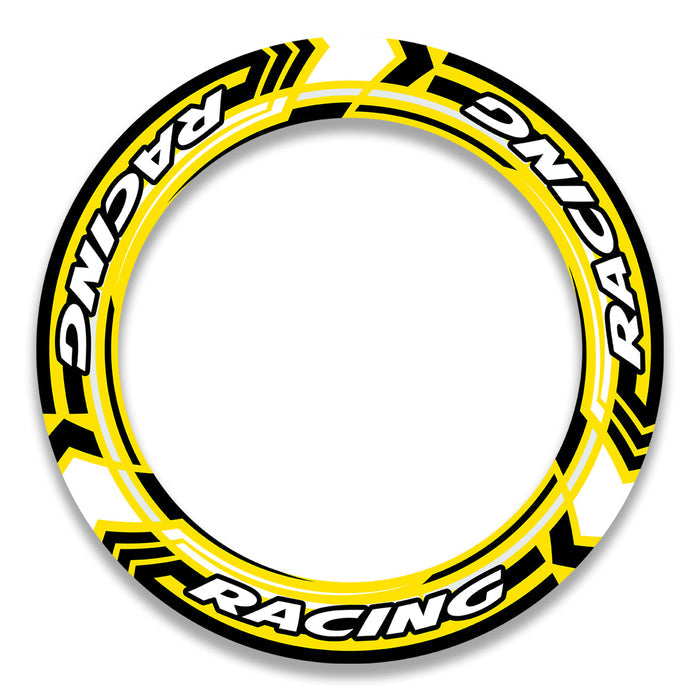 BMW Ducati MV Agusta 17-inch wheel rim protection sticker set by StickerBao, featuring sleek black and yellow wheel decals.