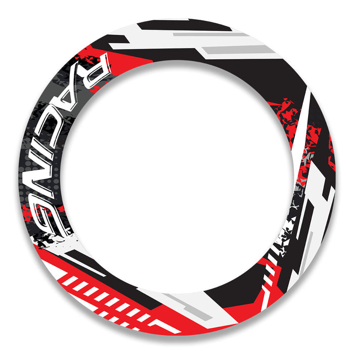 Set of 17-inch wheel rim protection stickers for Suzuki, Aprilia, BMW, by StickerBao, featuring front and rear wheel decal design.