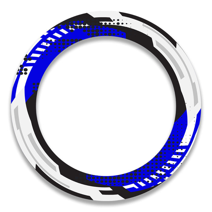 17-inch Ducati, MV Agusta, Triumph wheel rim protection sticker set with black decals for front and rear wheels.