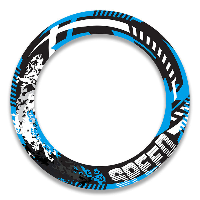 17-inch wheel rim protection sticker set for MV Agusta, Triumph, Kawasaki motorcycles, featuring black and silver decal designs.