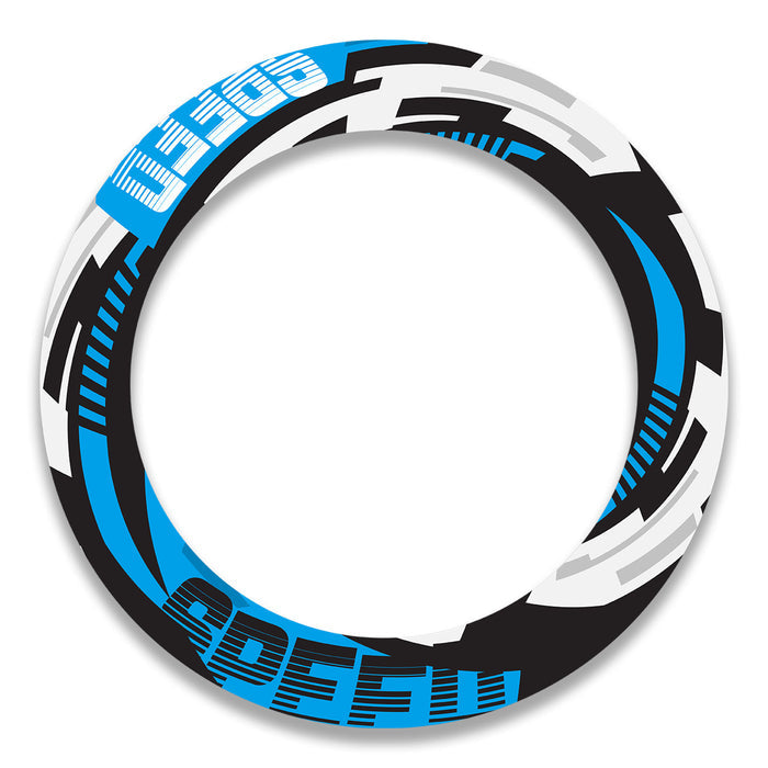 17-inch wheel rim protection sticker set for Triumph Kawasaki Honda, featuring front and rear wheel decals by StickerBao.