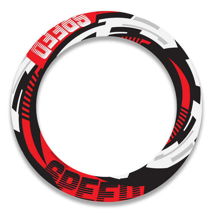 17 inch wheel rim protection sticker set for Triumph Kawasaki Honda, featuring front and rear wheel decals by StickerBao.