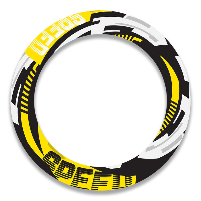 Set of 17-inch wheel rim protection stickers for Triumph, Kawasaki, Honda motorcycles featuring T09B design by StickerBao.