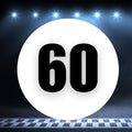 Set of two white racing number 60 circle magnets by StickerBao, 8 to 18 inches for race car decoration or customization.