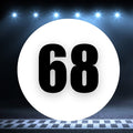 Pair of 8 to 18-inch white background Race Car Circle Magnets with number 68 from StickerBao, designed for racing vehicles.