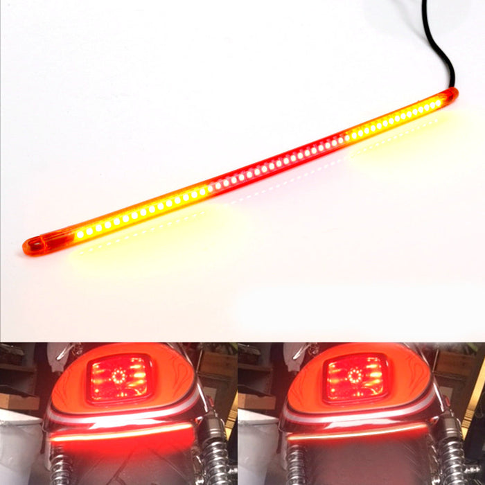 30cm MC Motoparts AMP-Z rear LED turn signal and brake light strip with red and yellow LEDs on a vehicle.