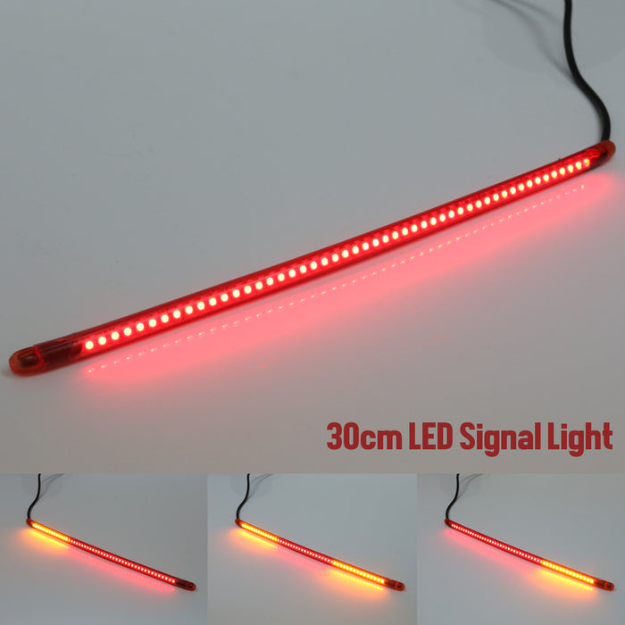 30cm MC Motoparts AMP-Z rear LED turn signal brake light strip with red and yellow LEDs, designed for motorcycle signaling.