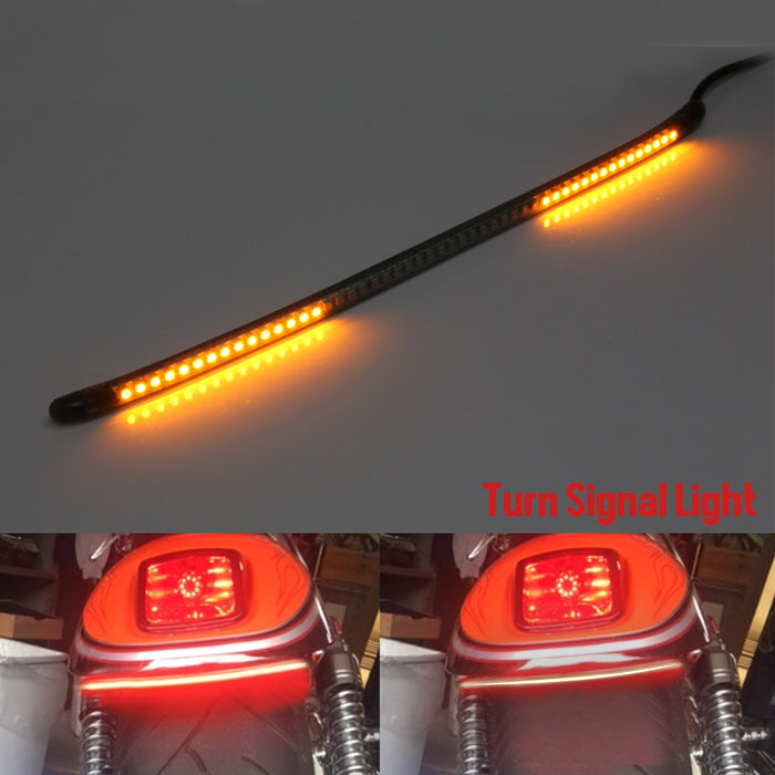 30cm MC Motoparts AMP-Z rear LED turn signal and brake light strip with red and yellow lights on a vehicle.