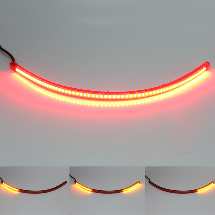 40cm MC Motoparts AMP-Z rear LED turn signal brake light strip with red and yellow LEDs for motorcycle safety and visibility.