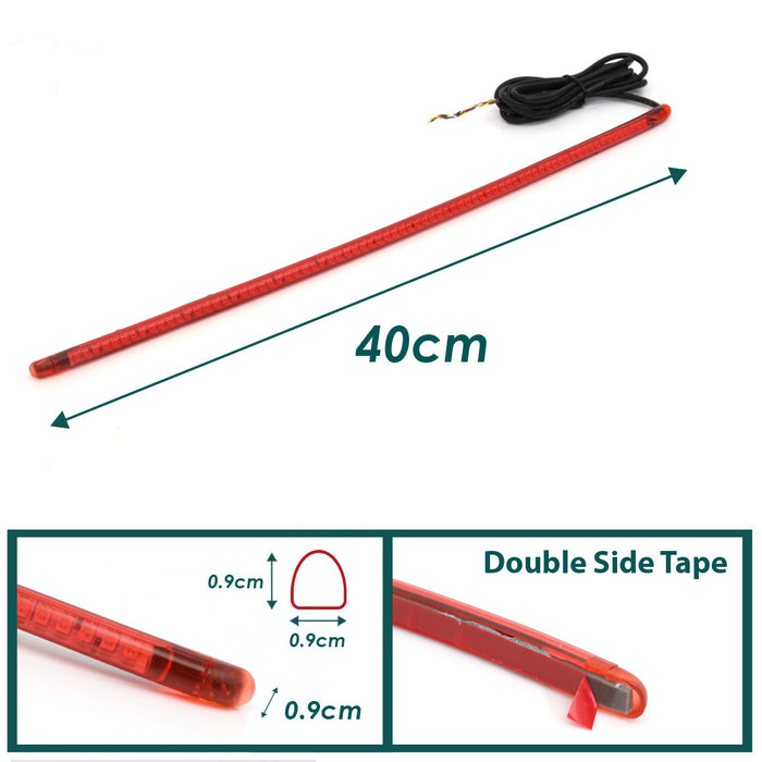 40cm MC Motoparts AMP-Z rear LED signal light strip with brake and turn signal functions, red and yellow LEDs, for motorcycle use.