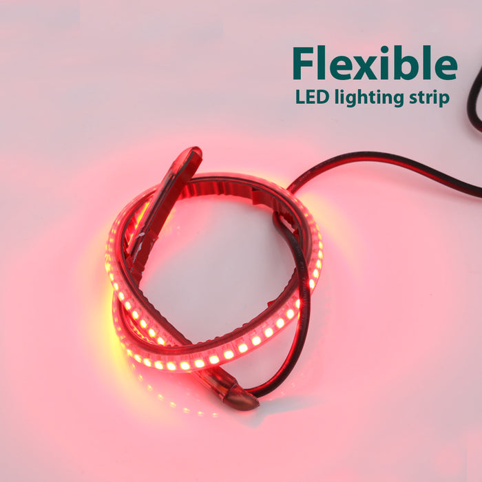 50cm MC Motoparts AMP-Z rear LED turn signal and brake light strip showing red and yellow LED sections on black background.