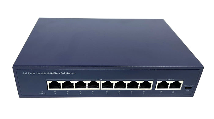 Network switch with multiple ports on a white background