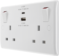 BG 822UAC45 Nexus White Moulded Double Switched Socket w/ Fastcharge USB A + C (45W)