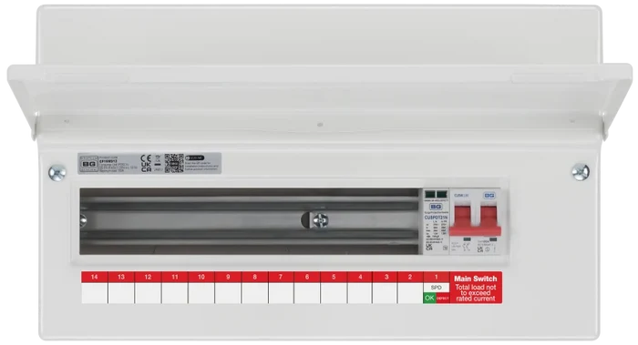 BG CF16MS13 16 module Consumer Unit w/ 13 Usable Ways, 100A Main Switch, Type 2 Surge Protection