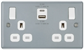 BG MC522UAC22 Double switched single pole, with USB A + C (22W)