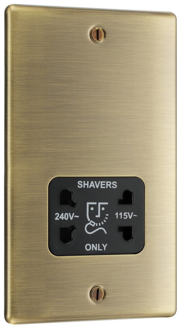 BG NAB20B Nexus Metal Antique Brass 115/240V dual voltage shaver socket