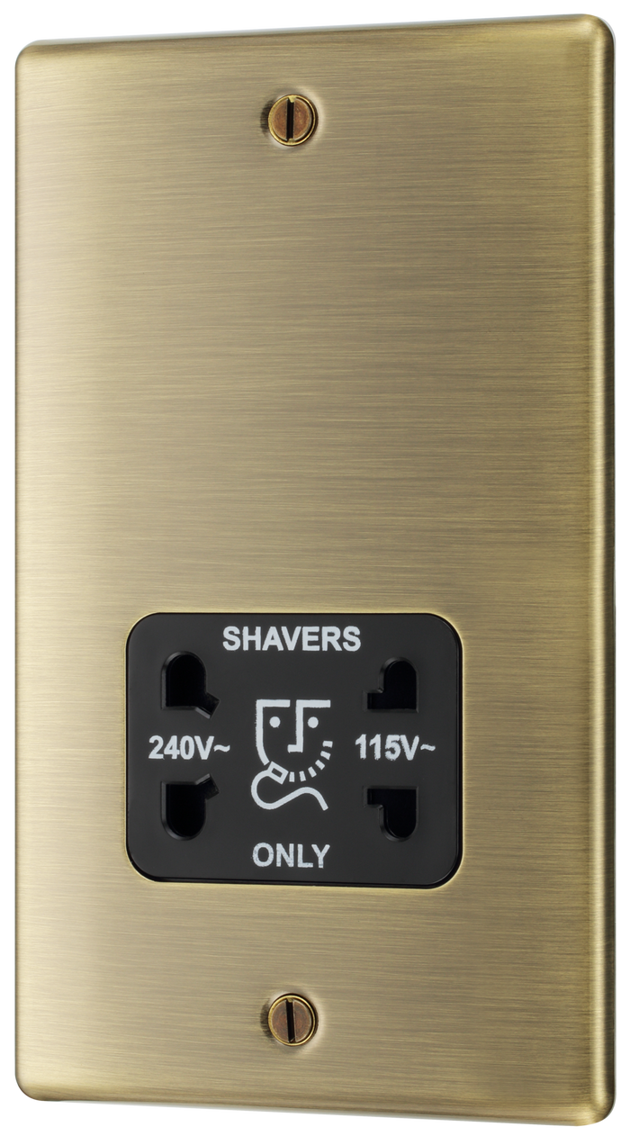 BG NAB20B Nexus Metal Antique Brass 115/240V dual voltage shaver socket