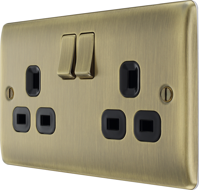 BG NAB22B Nexus Metal Antique Brass Double Socket w/ Black Inserts
