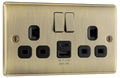 BG NAB22UAC12B Nexus Metal Antique Brass Double Switched Socket, with USB A + C (12W)
