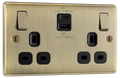 BG NAB22UAC45B Nexus Metal Antique Brass Double switched single pole, with USB A + C (45W)