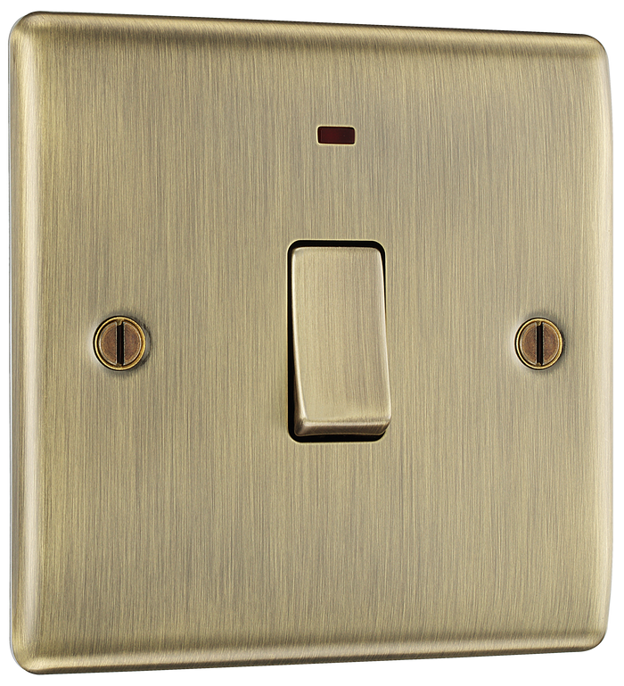 BG NAB31 Nexus Metal Antique Brass 20A, double pole, with indicator