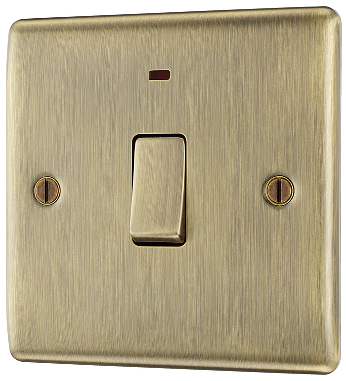 BG NAB31 Nexus Metal Antique Brass 20A, double pole, with indicator
