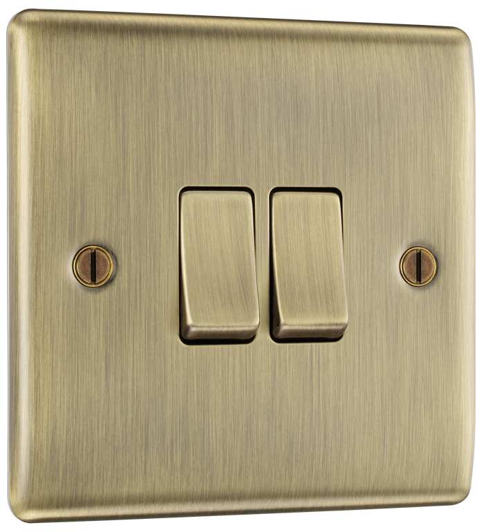 BG NAB42 Nexus Metal Antique Brass Double, 2 way switch
