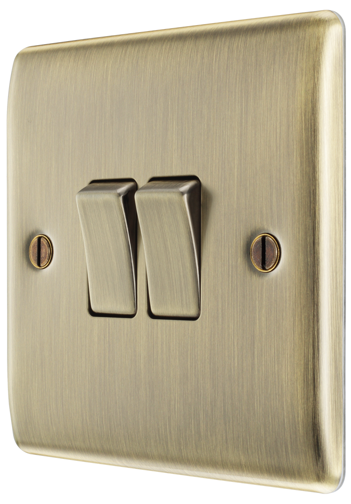 BG NAB42 Nexus Metal Antique Brass Double, 2 way switch