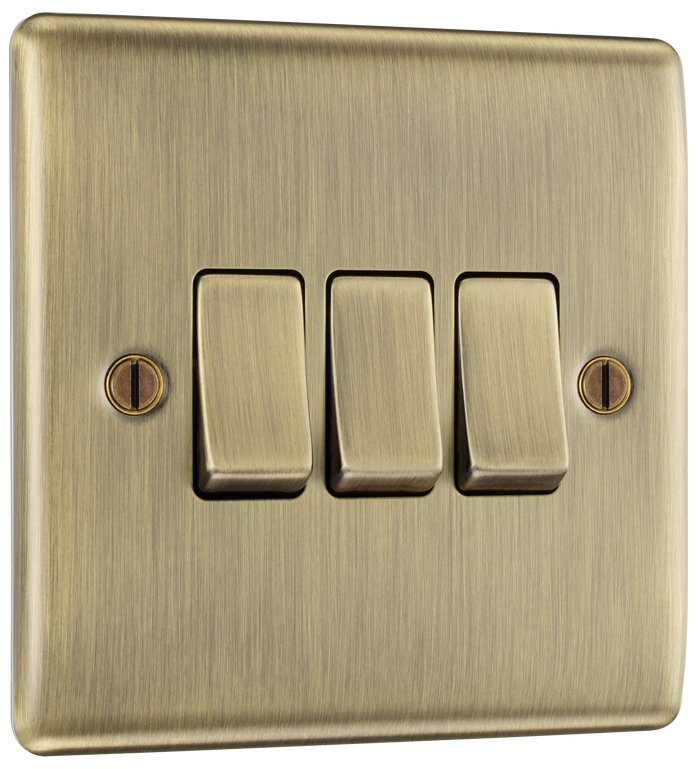 BG NAB43 Nexus Metal Antique Brass Triple, 2 way switch