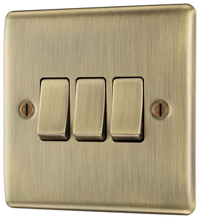 BG NAB43 Nexus Metal Antique Brass Triple, 2 way switch