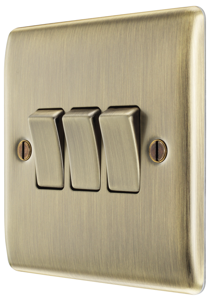 BG NAB43 Nexus Metal Antique Brass Triple, 2 way switch