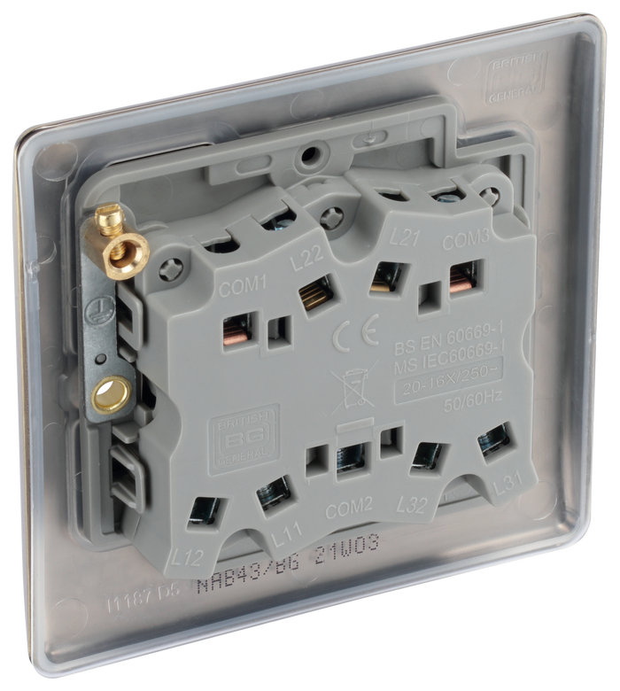 BG NAB43 Nexus Metal Antique Brass Triple, 2 way switch