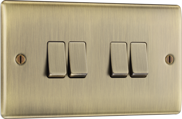 BG NAB44 Nexus Metal Antique Brass Quadruple, 2 way switch