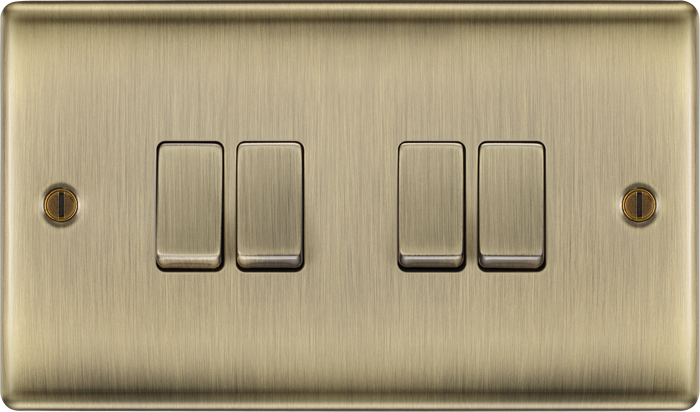 BG NAB44 Nexus Metal Antique Brass Quadruple, 2 way switch